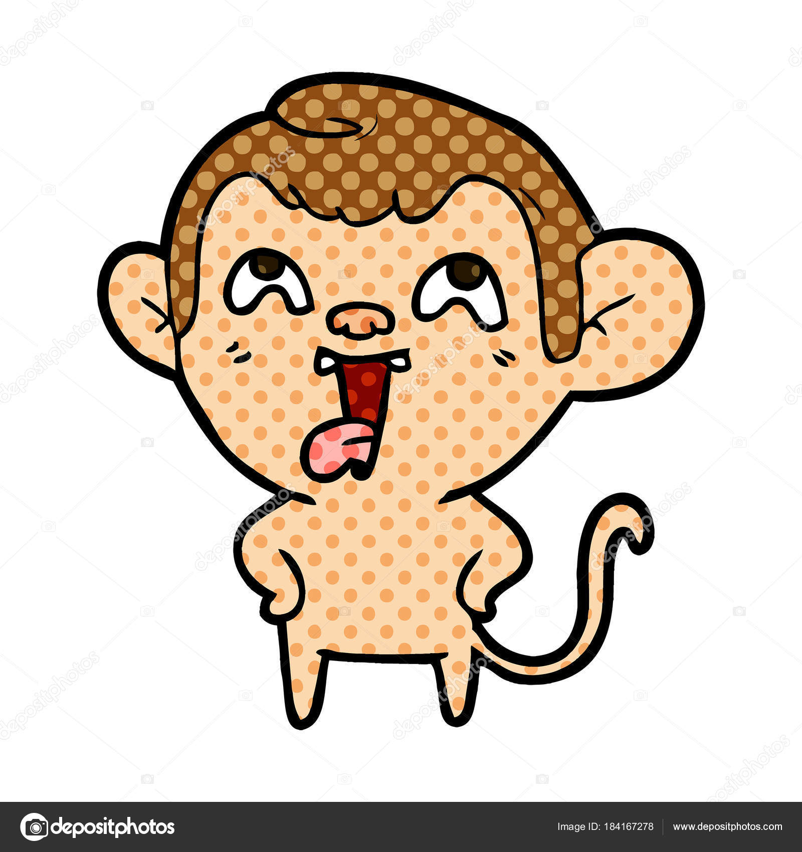 Ilustração Vetorial Desenho Animado Macaco Louco Mostrando Língua Isolada  Branco imagem vetorial de lineartestpilot© 184167278