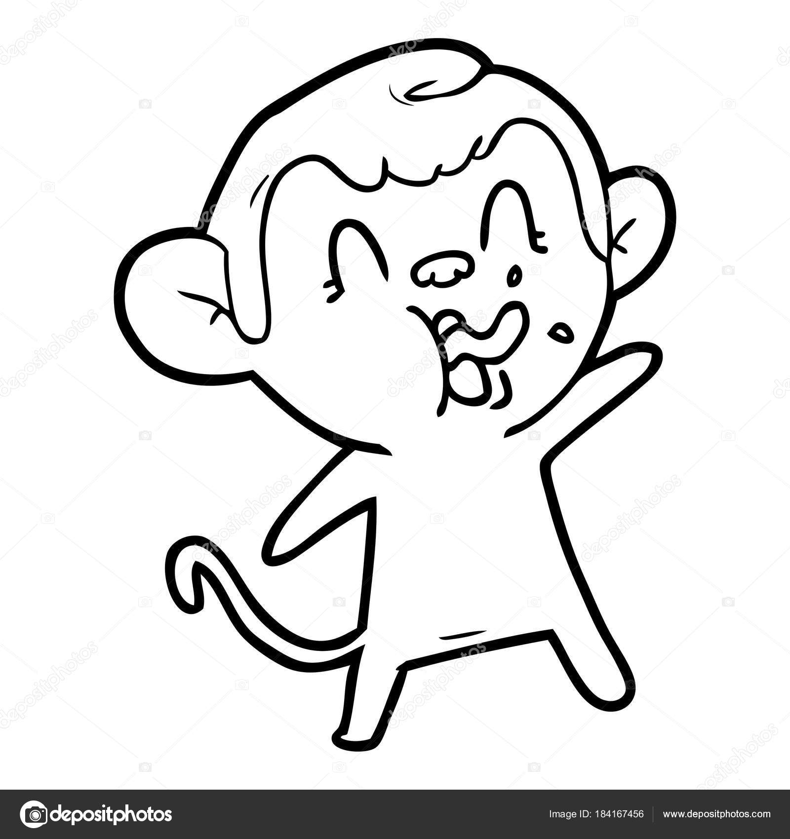 Doodle Dos Desenhos Animados Macaco Louco imagem vetorial de  lineartestpilot© 222176946