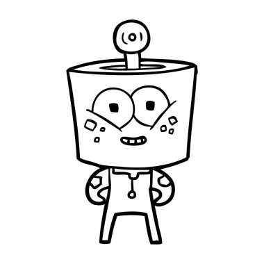 mutlu karikatür robot vektör çizim
