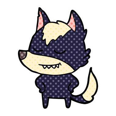 vektör çizim dostu karikatür kurt