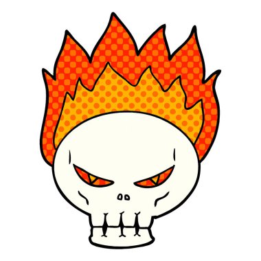 vektör çizim karikatür kafatası