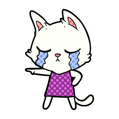 vektör çizim karikatür kedi ağlama