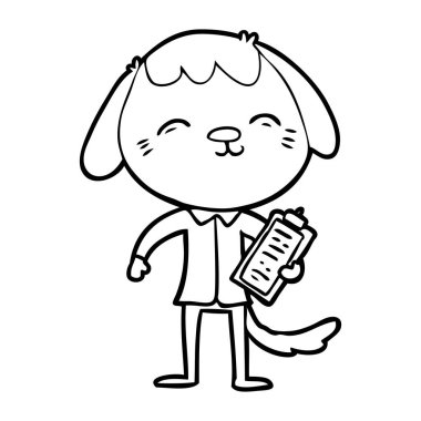 mutlu karikatür office çalışan köpek