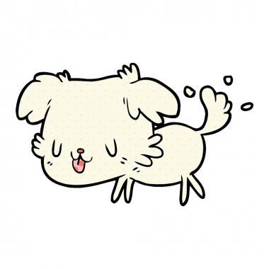 sevimli çizgi köpek kuyruk sallama