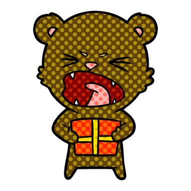 kızgın çizgi film ayı ile hediye