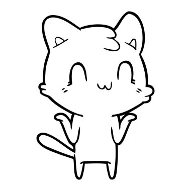 vektör çizim karikatür mutlu kedi