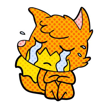 Tilki çizgi film ağlama vektör çizim