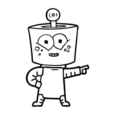 mutlu karikatür robot işaret