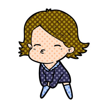 Çizgi filmdeki kadının vektör çizimi