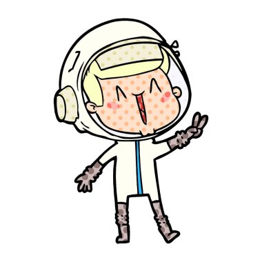 mutlu karikatür astronot vektör çizim