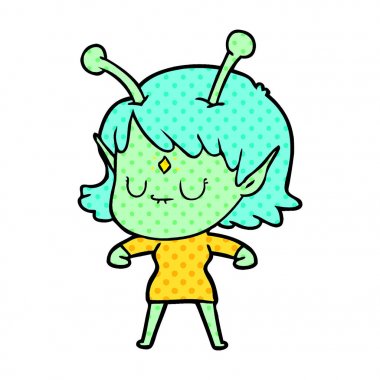 vektör çizim karikatür uzaylı kız