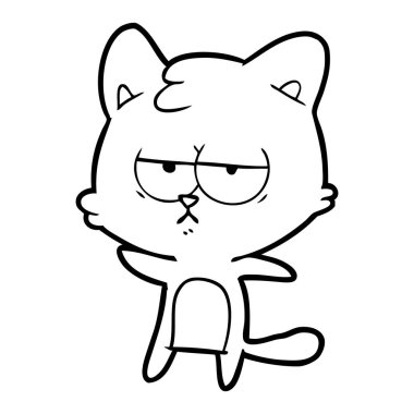 vektör çizim sıkılmış karikatür kedi