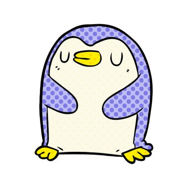 mutlu karikatür penguen vektör çizim
