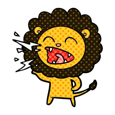 vektör çizim karikatür kükreyen aslan