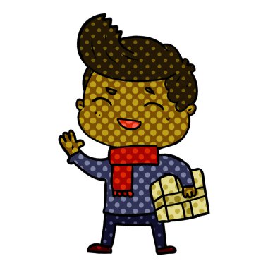 çizgi film adam gülen taşıma parsel