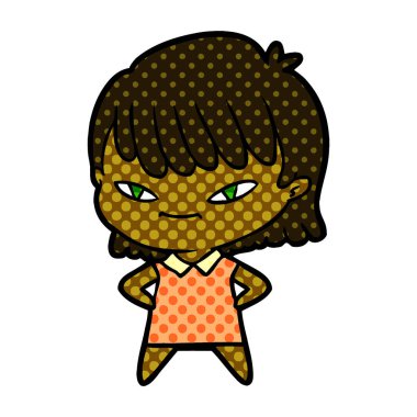 Çizgi filmdeki kadının vektör çizimi