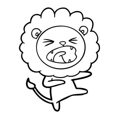 vektör çizim karikatür kızgın aslan