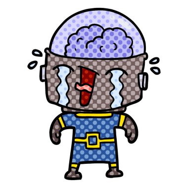 vektör çizim robot ağlıyor çizgi film