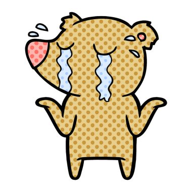 vektör çizim ayı ağlıyor çizgi film