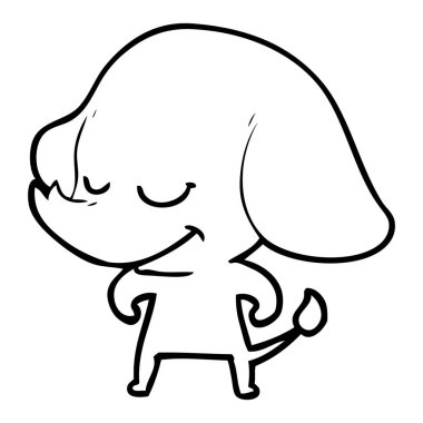 vektör çizim karikatür fil gülümseyen