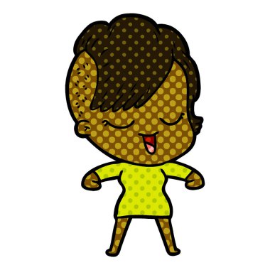 mutlu çizgi film kız vektör çizim