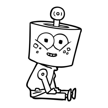 mutlu karikatür robot vektör çizim