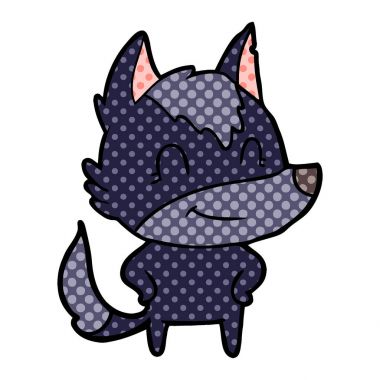 vektör çizim dostu karikatür kurt