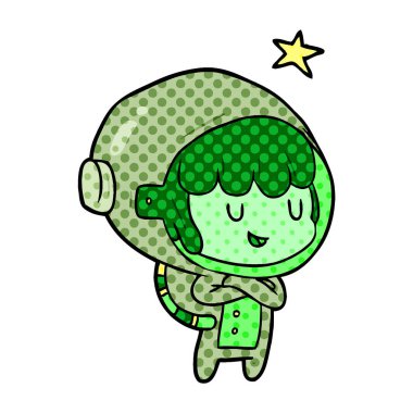 çizgi film kadın gelecekteki astronot uzay giysisi içinde