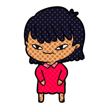 Çizgi filmdeki kadının vektör çizimi