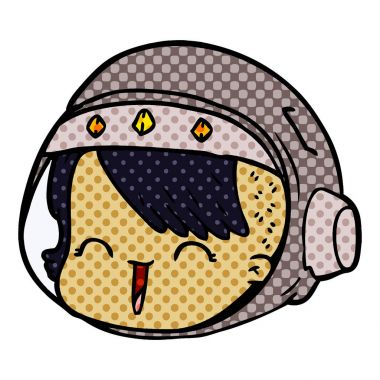 karikatür mutlu astronot yüz