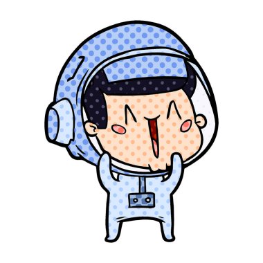 mutlu karikatür astronot vektör çizim