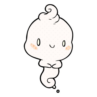 Sevimli çizgi hayalet vektör çizim