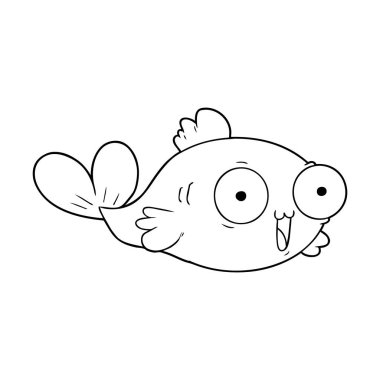 Mutlu Akvaryum balığı karikatür vektör çizim