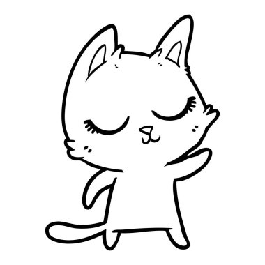 Sakin karikatür kedi vektör çizim