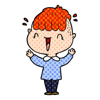 karikatür mutlu çocuk şaşırmış