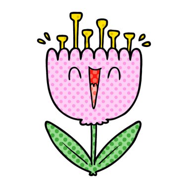 Çizgi film çiçeğinin vektör illüstrasyonu