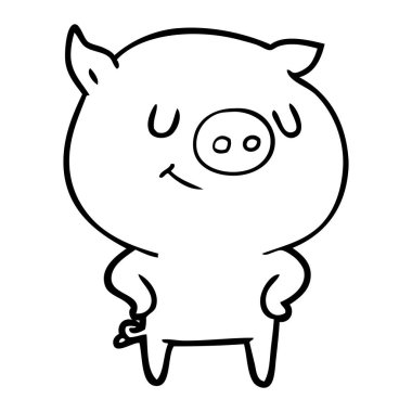 mutlu karikatür domuz vektör çizim