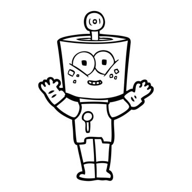 mutlu karikatür robot vektör çizim