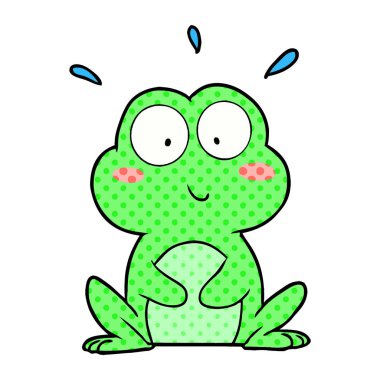 sevimli çizgi kurbağa vektör çizim