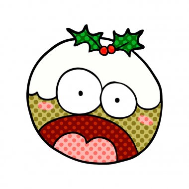 karikatür Noel pudingi şok yüz