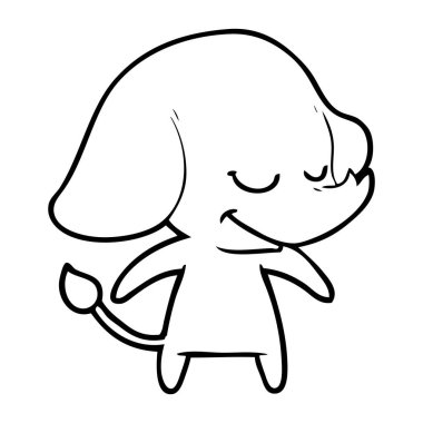 vektör çizim karikatür fil gülümseyen