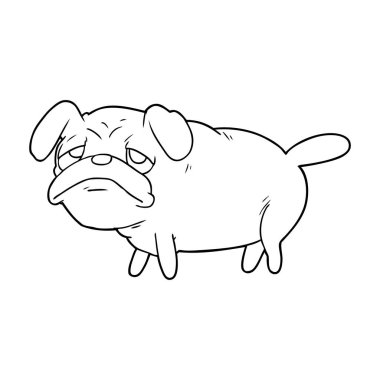 karikatür mutsuz pug köpek