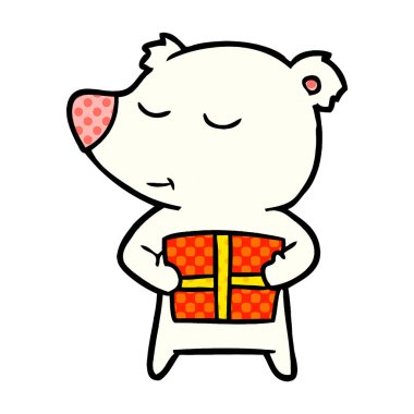 hediye ile mutlu karikatür kutup ayısı