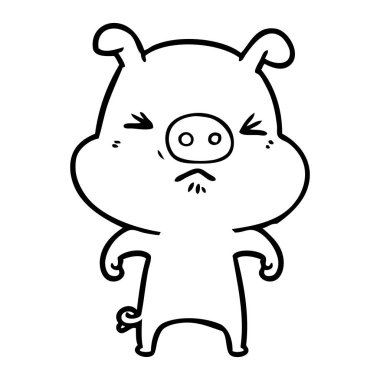 vektör çizim karikatür kızgın domuz