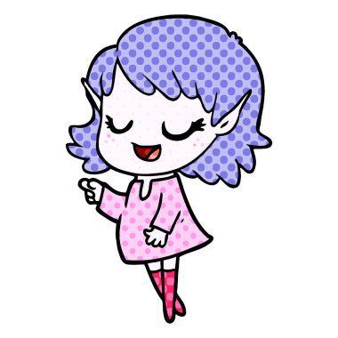 işaret mutlu karikatür elf kızı