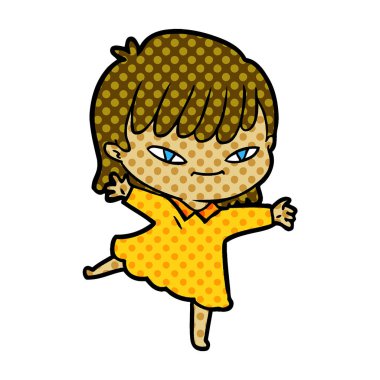 Çizgi filmdeki kadının vektör çizimi