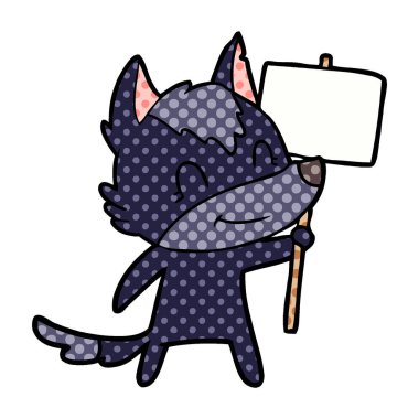 vektör çizim dostu karikatür kurt