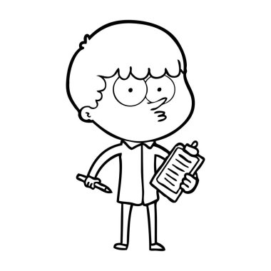 Not alma karikatür meraklı çocuk