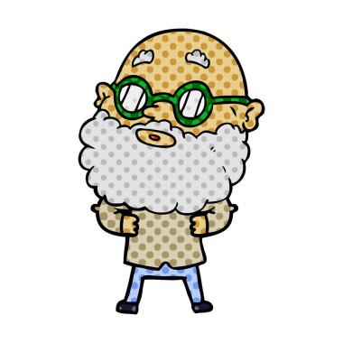 çizgi film meraklı adam sakal ve gözlük