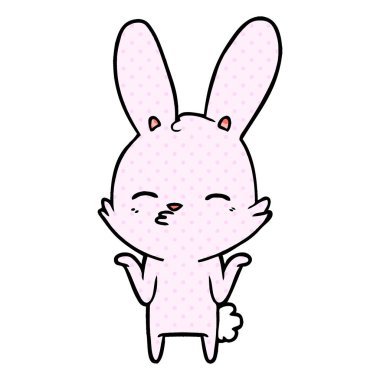 meraklı bunny çizgi vektör çizim